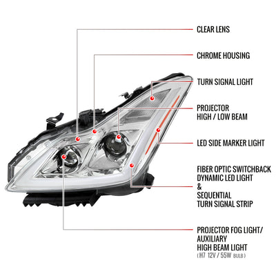 Spec-D 08-13 G37/14-15 Q60 2DR Sequential Headlights Chrome