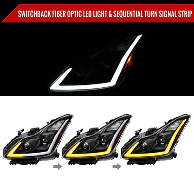 Spec-D 08-15 Infiniti G37/Q60 Coupe Headlights Sequential Black/Clear
