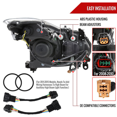 Spec-D 08-13 G37/14-15 Q60 2DR Headlights OEM Style Black/Smoked