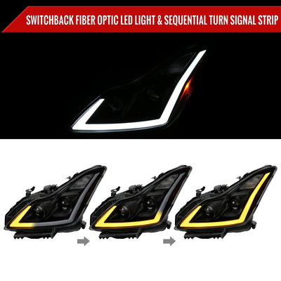 Spec-D 08-13 G37/14-15 Q60 2DR Sequential Headlights Black/Smoked
