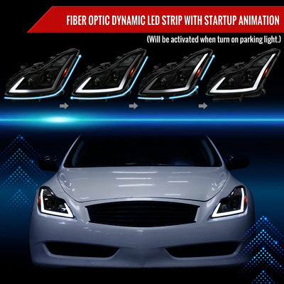 Spec-D 08-13 G37/14-15 Q60 2DR Sequential Headlights Black/Smoked