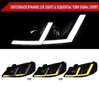 Spec-D 05-10 Pontiac G6 Projector Headlights Strip SEQ Black/Smoked