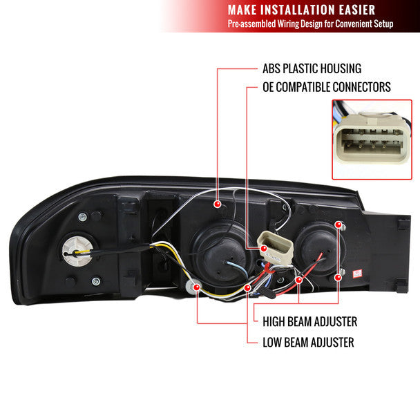 Spec-D 00-05 Chevy Impala Halo Projector Headlights Black