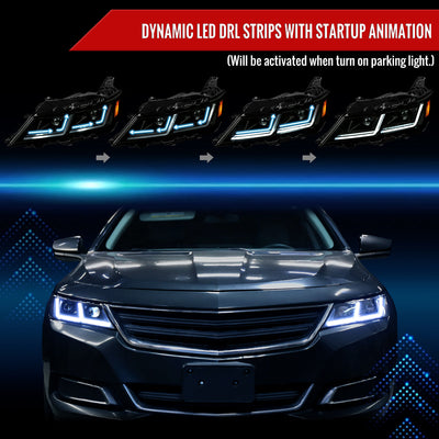Spec-D 14-20 Chevy Impala Headlights Full DRL SEQ Black/Smoked