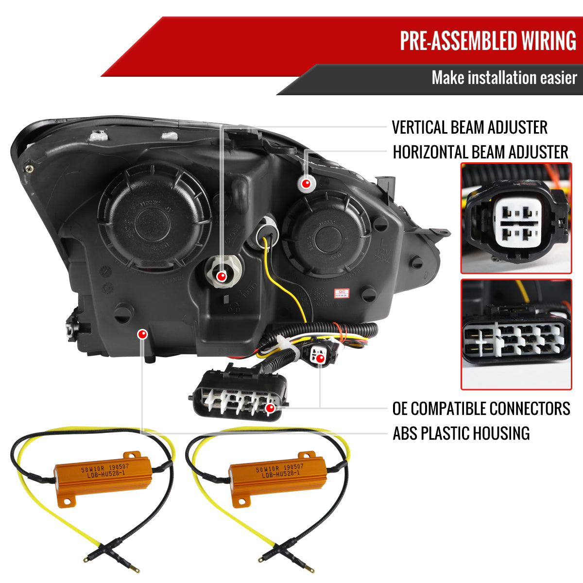 Spec-D 06-10 Lexus IS250 IS350 Headlights Sequential LED Strip Black