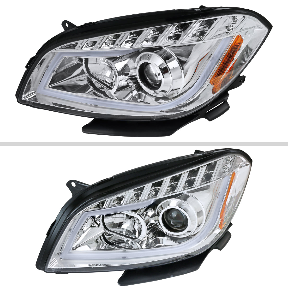 Spec-D 08-12 Chevy Malibu LS LT LTZ Hybrid Headlights LED Bar Chrome