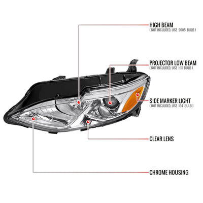 Spec-D 19-24 Chevy Malibu Projector Headlights OEM Style Chrome