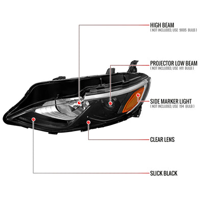 Spec-D 19-24 Malibu Projector Headlights OEM Style Glossy Black