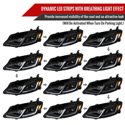Spec-D 19-24 Chevy Malibu SEQ LED Projector Headlights Black Smoked