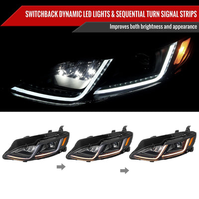 Spec-D 19-24 Chevy Malibu SEQ LED Projector Headlights Black Smoked