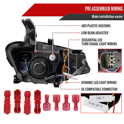 Spec-D 19-24 Chevy Malibu Projector Headlights Sequential Matte Black