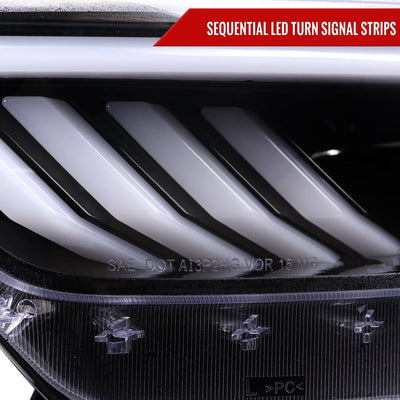 Spec-D 15-17 Ford Mustang Sequential Headlights HID-Type Jet Black