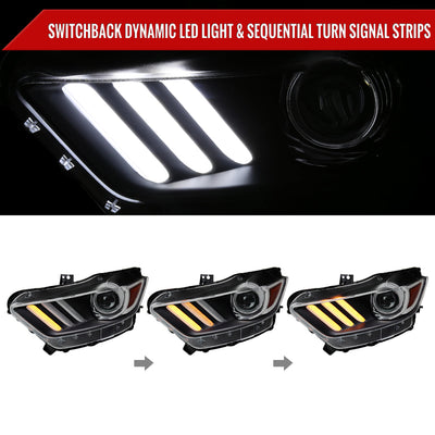 Spec-D 15-17 Ford Mustang HID/Xenon SEQ LED Projector Headlights Black