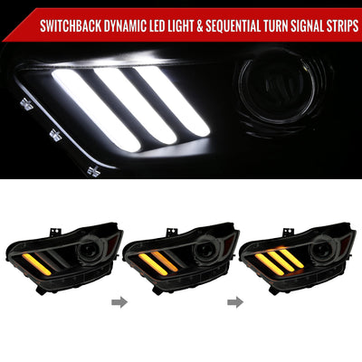 Spec-D 15-22 Ford Mustang OEM HID Projector Headlights Black