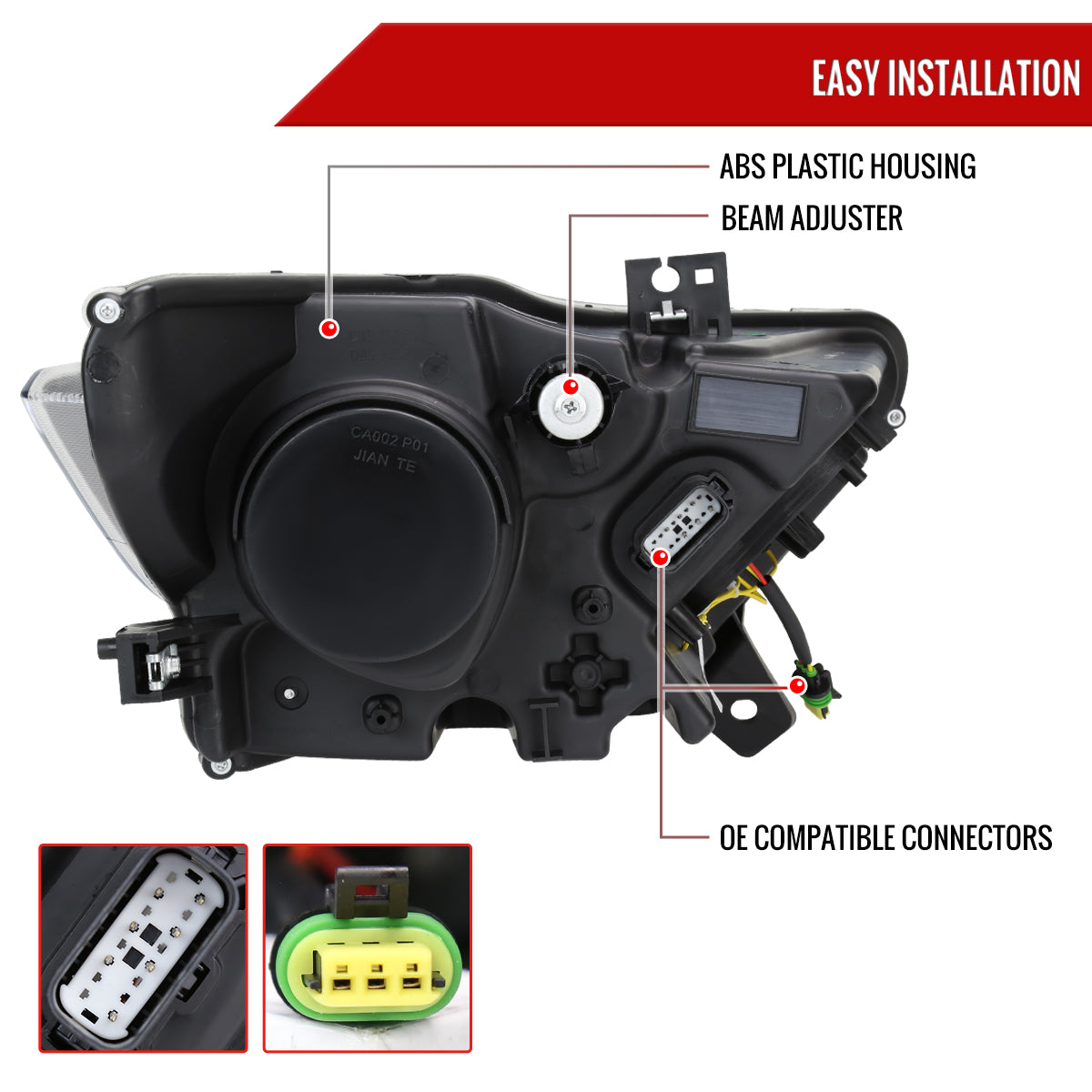 Spec-D 15-22 Ford Mustang OEM HID Projector Headlights Black