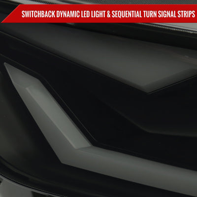 Spec-D 15-17 Ford Mustang Headlights Sequential LED Strip Smoked.