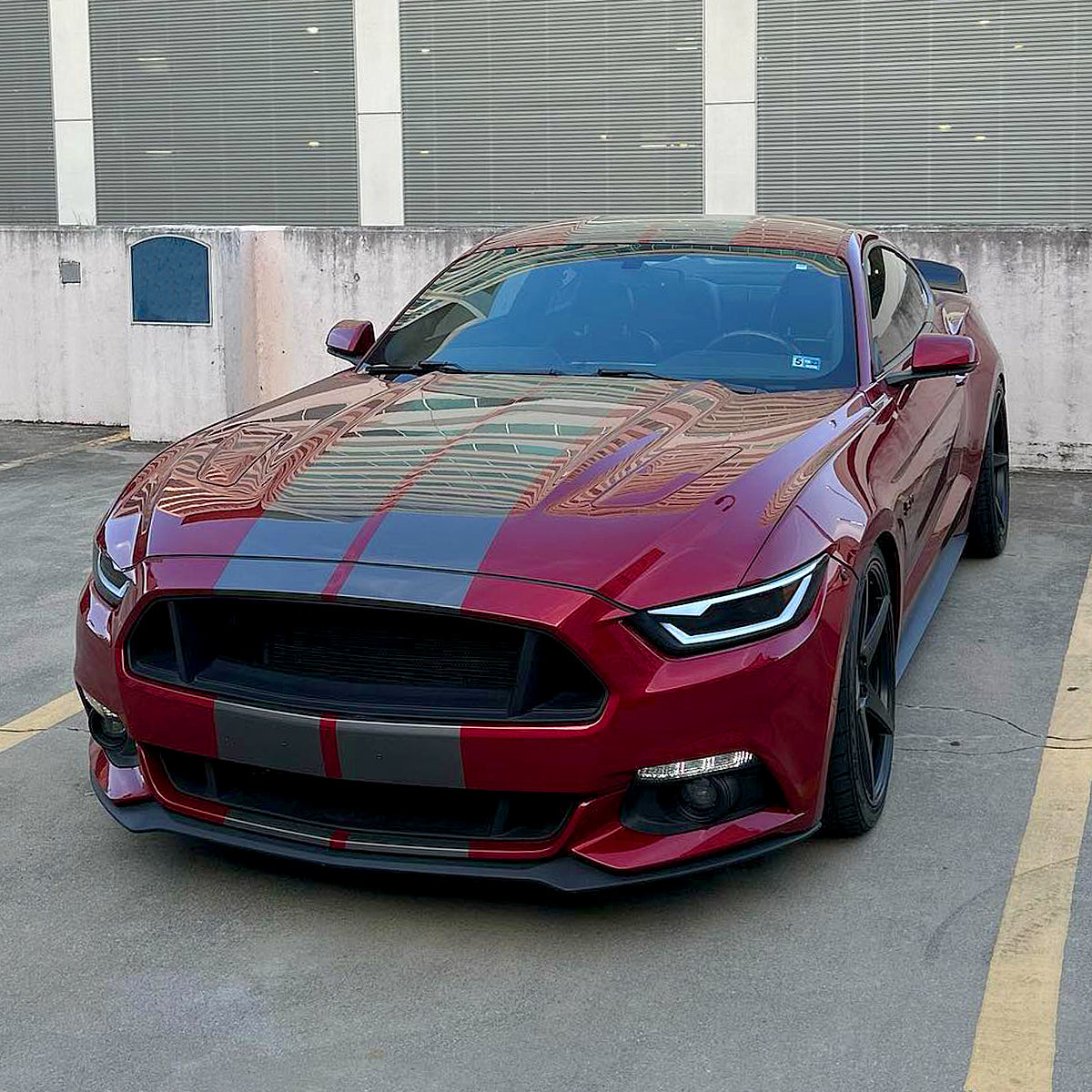 Spec-D 15-17 Ford Mustang Headlights Sequential LED Strip Smoked.