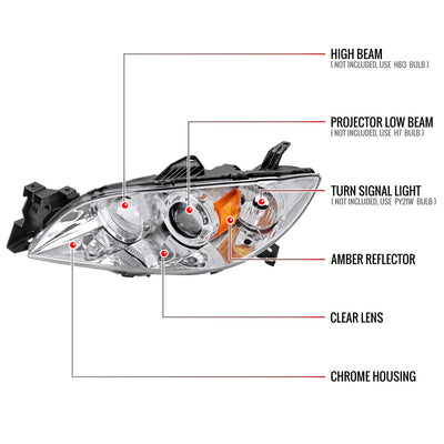 Spec-D 04-09 Mazda 3 Sedan Headlights Projector Chrome/Clear