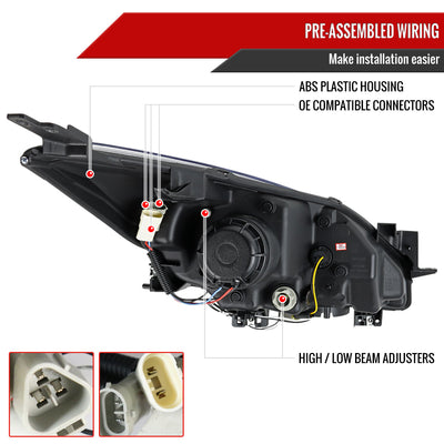 Spec-D 10-13 Mazda 3 Projector Headlights LED Strip Chrome MZ310