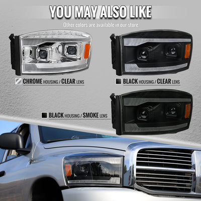Spec-D 06-09 Ram 1500 2500 3500 SEQ Projector Headlights Black/Clear