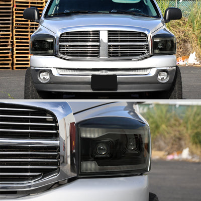 Spec-D 06-08 Ram 1500 Ram 2500 3500 SEQ Projector Headlights Smoked