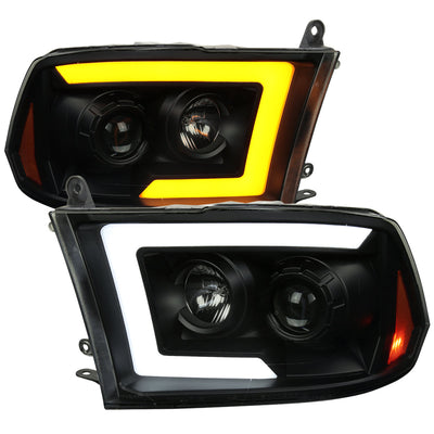 Spec-D 10-18 Dodge Ram/19-21 Ram Classic SEQ Pro Headlights Blk/Smoked