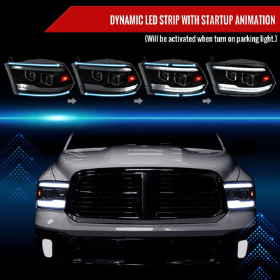 Spec-D 10-18 Ram 1500/2500/3500 Headlights Switchback Sequential Smoked.