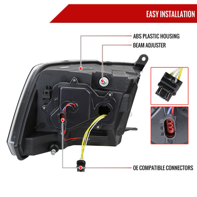 Spec-D 10-18 Ram 1500/2500/3500 Headlights Switchback Sequential Smoked.
