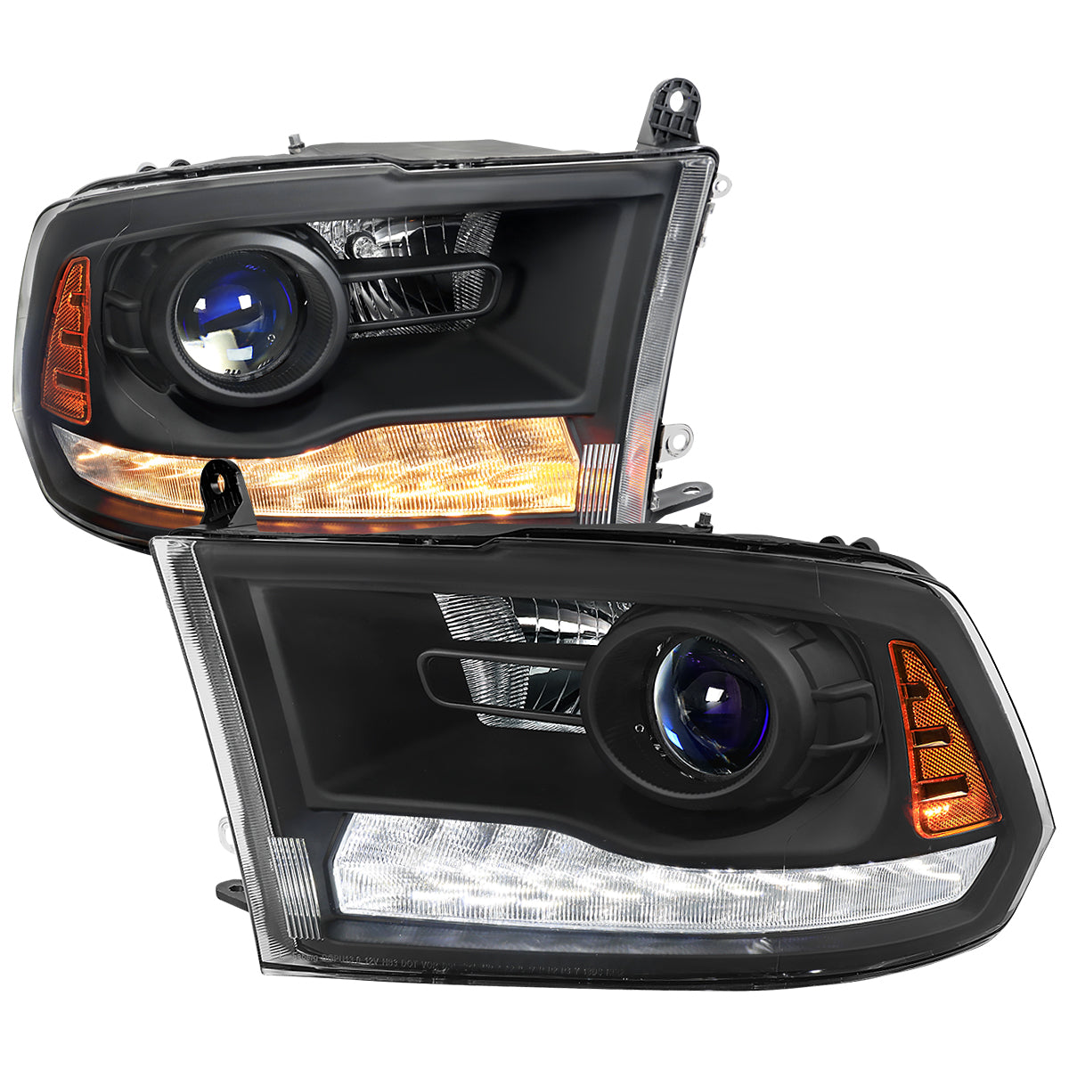 Spec-D 13-18 Ram 1500 2500 3500 SEQ Bar Projector Headlights Black