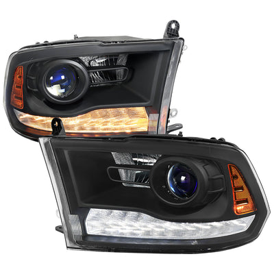 Spec-D 13-18 Ram 1500 2500 3500 SEQ Bar Projector Headlights Black