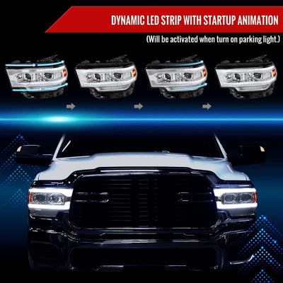 Spec-D 19-24 Ram 2500 3500 4500 5500 SEQ Projector Headlights Chrome