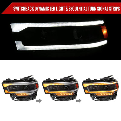 Spec-D 19-24 Ram 2500-5500 Headlights Switchback SEQ Matte Black