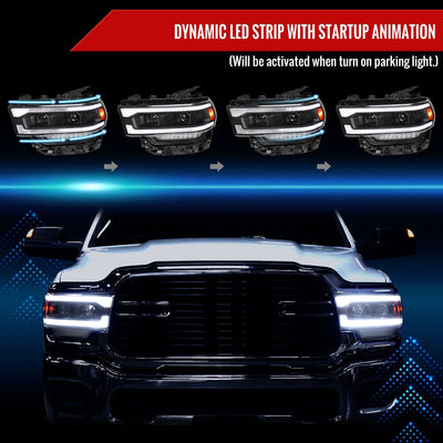 Spec-D 19-24 Ram 2500-5500 Headlights Switchback SEQ Matte Black