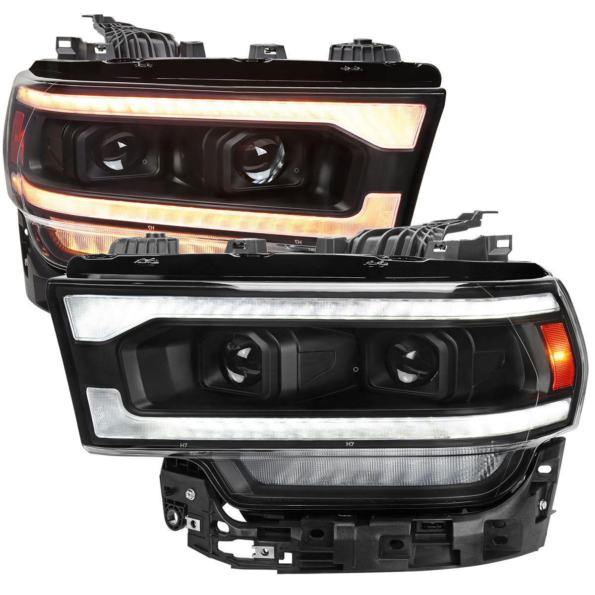 Spec-D 19-24 Ram 2500-5500 Headlights Switchback SEQ Matte Black