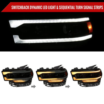Spec-D 19-24 Ram 2500-5500 Headlights Switchback Sequential Smoked