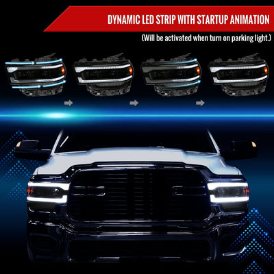Spec-D 19-24 Ram 2500-5500 Headlights Switchback Sequential Smoked