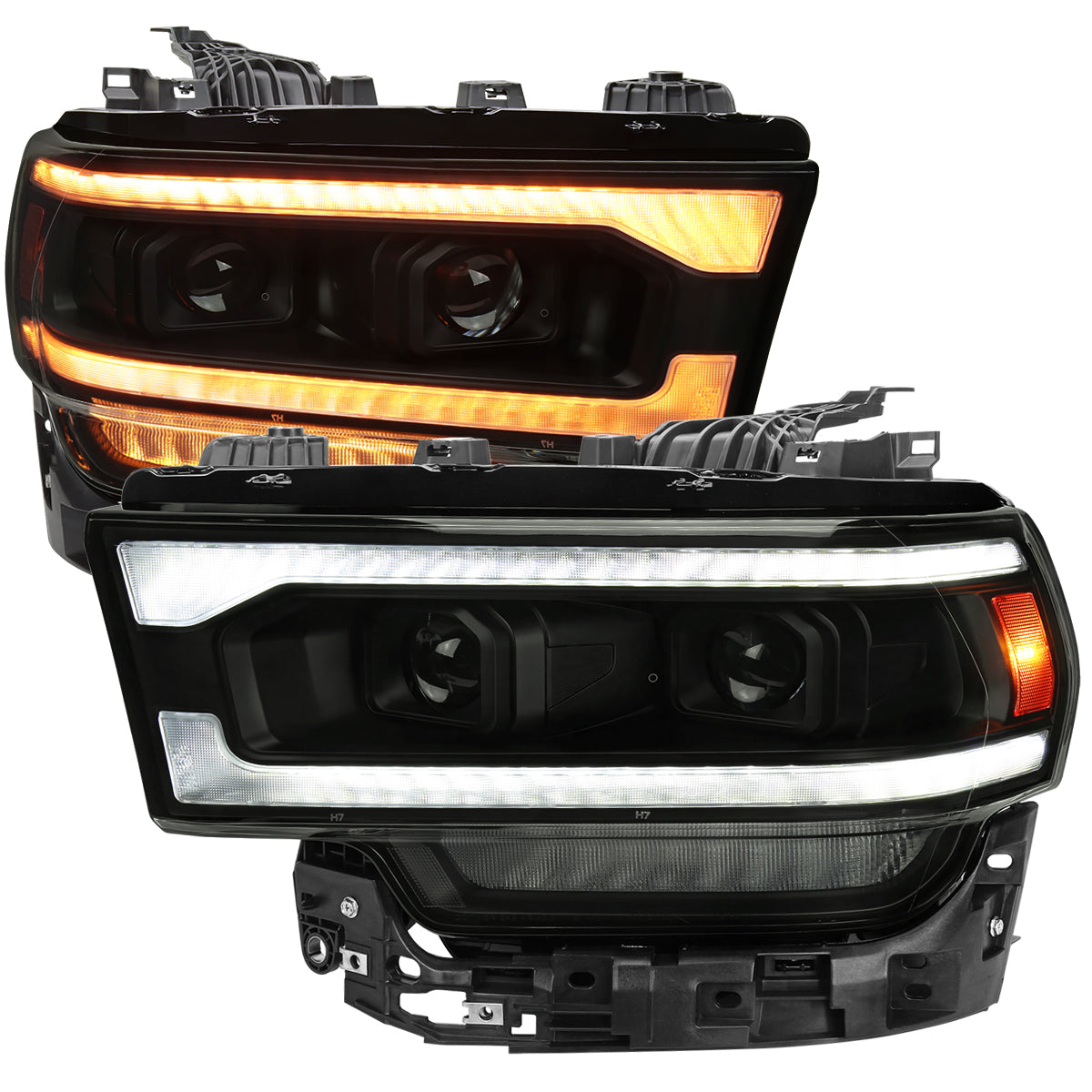 Spec-D 19-24 Ram 2500-5500 Headlights Switchback Sequential Smoked
