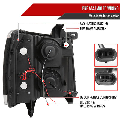 Spec-D 07-13 Silverado Headlights Dual Halo Projector Smoked