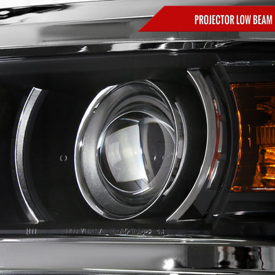 Spec-D 14-17 Silverado 1500 Headlights Matte Black/Chrome Trim