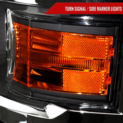 Spec-D 14-17 Silverado 1500 Headlights Matte Black/Chrome Trim
