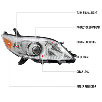 Spec-D 11-20 Toyota Sienna Passenger Projector Chrome Replacement