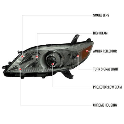 Spec-D 11-20 Sienna Projector Headlights Chrome/Smoked Lens