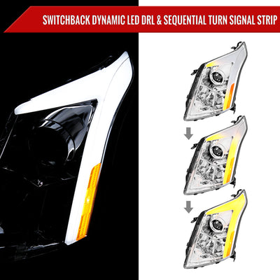 Spec-D 10-16 Cadillac SRX Sequential LED Headlights Chrome