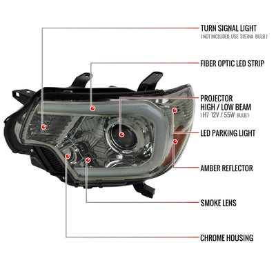 Spec-D 12-15 Tacoma Projector Headlights Parking Light Chrome/Smoked