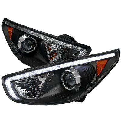 Spec-D 10-13 Hyundai Tucson Projector Headlights LED Strip Black