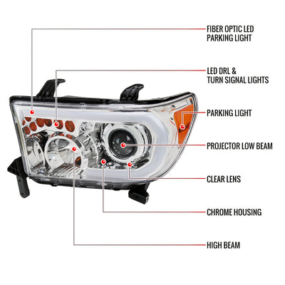 Spec-D 07-13 Tundra/08-17 Sequoia Retro Style Tube Pro Headlights
