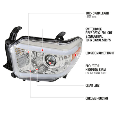 Spec-D 14-21 Tundra Switchback SEQ LED Projector Headlights Chrome