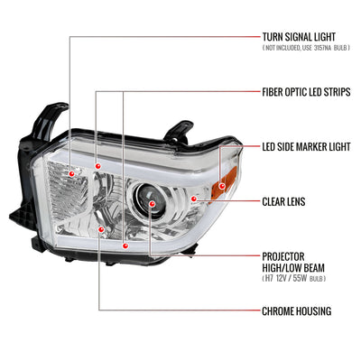 Spec-D 14-21 Toyota Tundra LED Projector Headlights Chrome