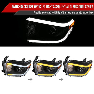 Spec-D 14-21 Tundra Headlights witchback Sequential Signals Black