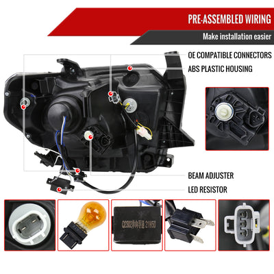 Spec-D 14-21 Tundra Headlights witchback Sequential Signals Black